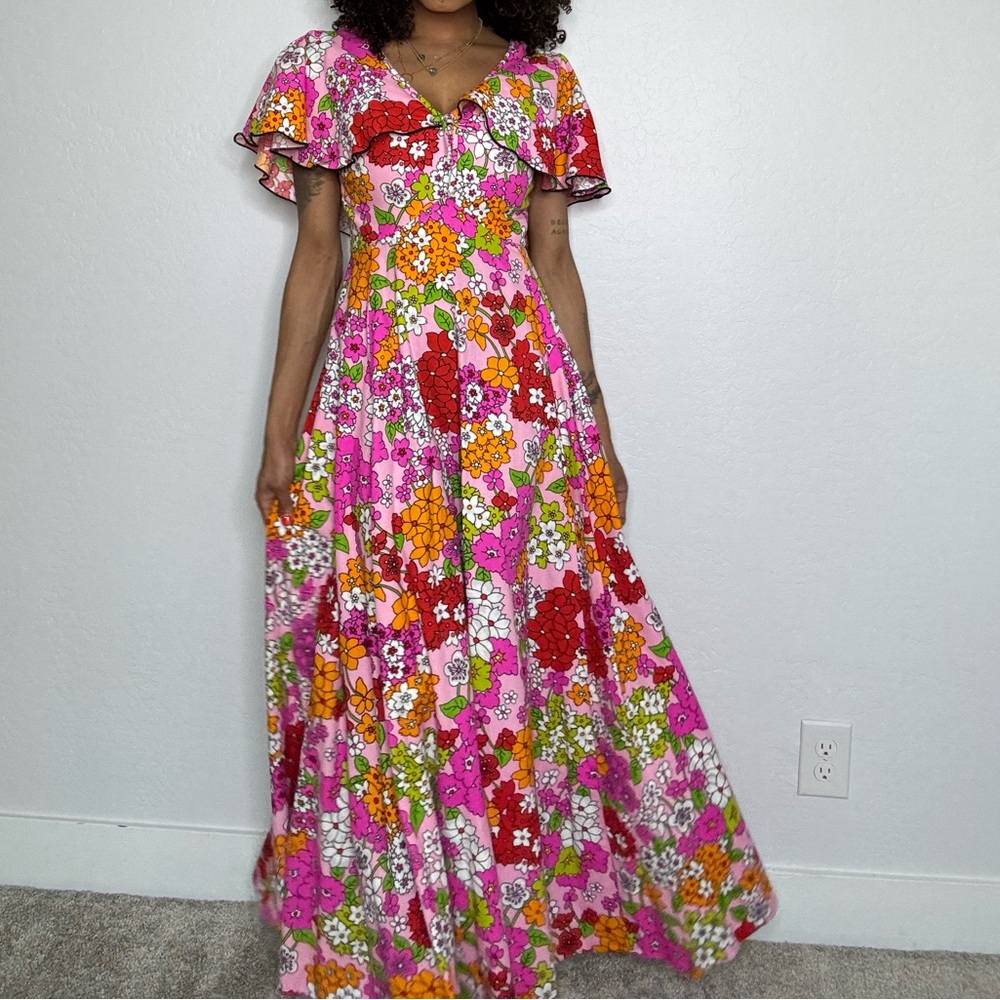 70's Vintage Neon Paisley Party Dress - Picture 8 of 14
